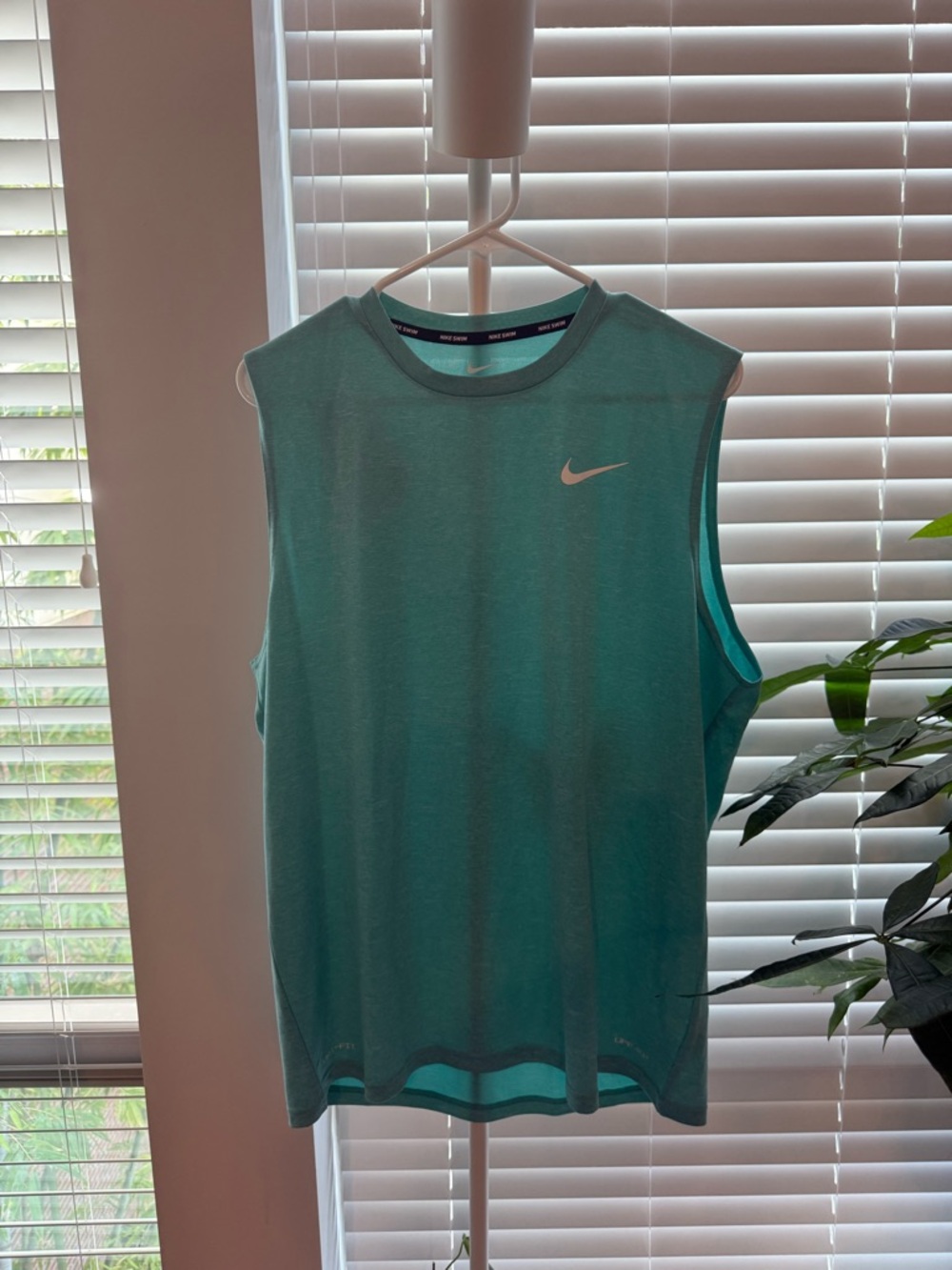 Nike Teal Dri-FIT Swim Top with White Swoosh